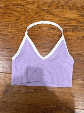 Out from under lavender crop halter top